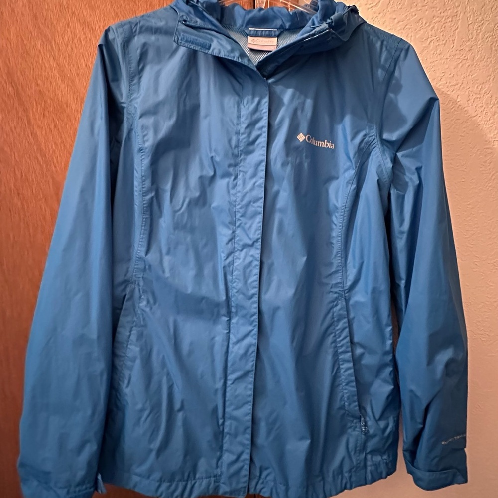 Blue Columbia rain jacket